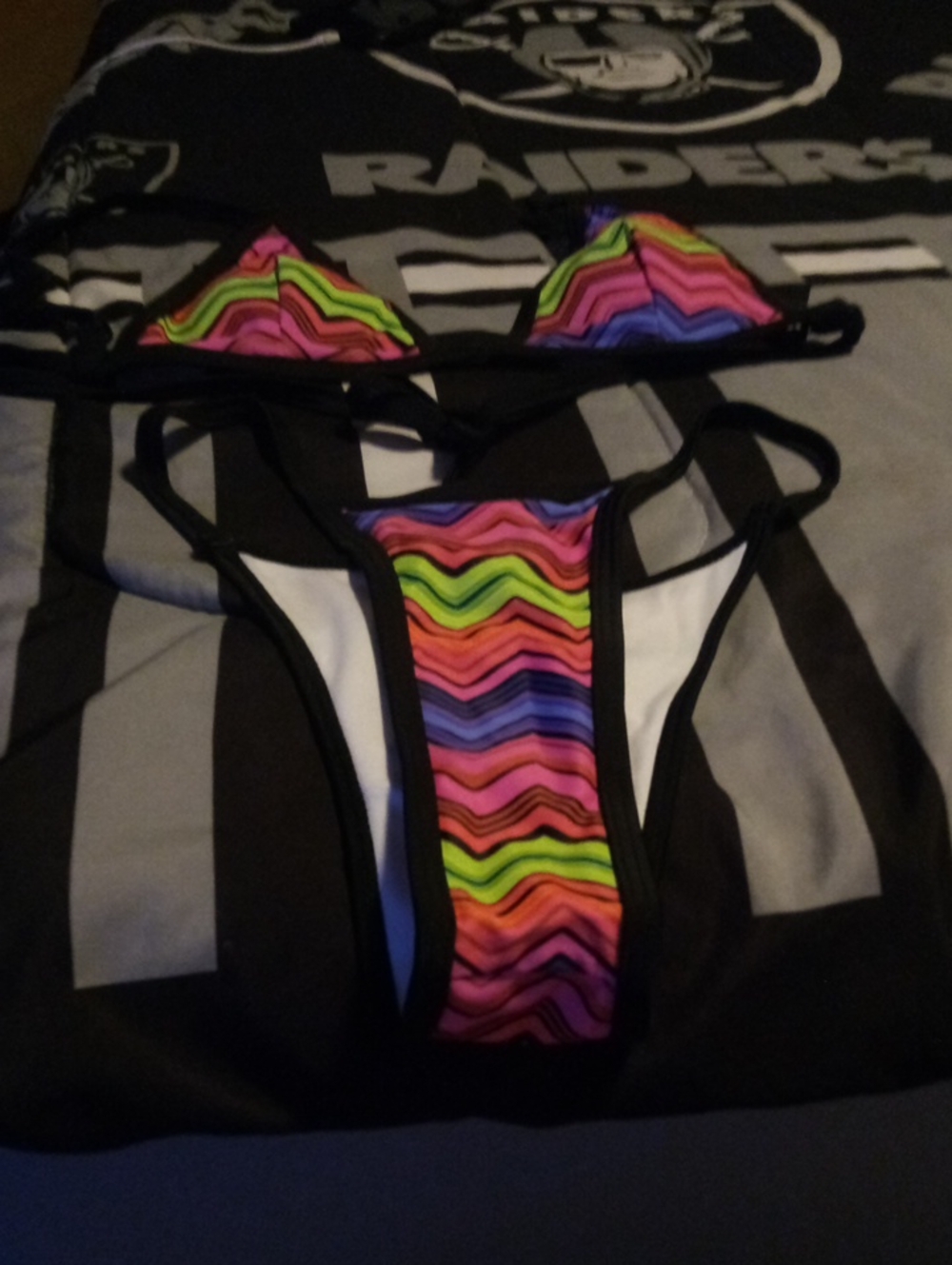 Neon Chevron Triangle Bikini Set - Multicolor Size Xs Brand New